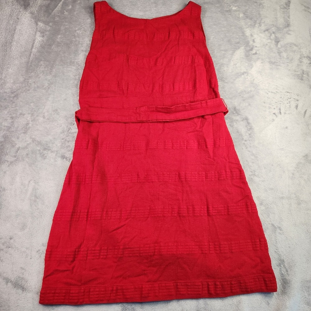 Free People Cotton Linen Open Back Button Mini Dress XL Red Textured Short
